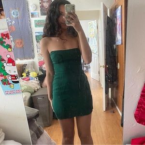 Reformation little emerald dress with rhinestone lining!!